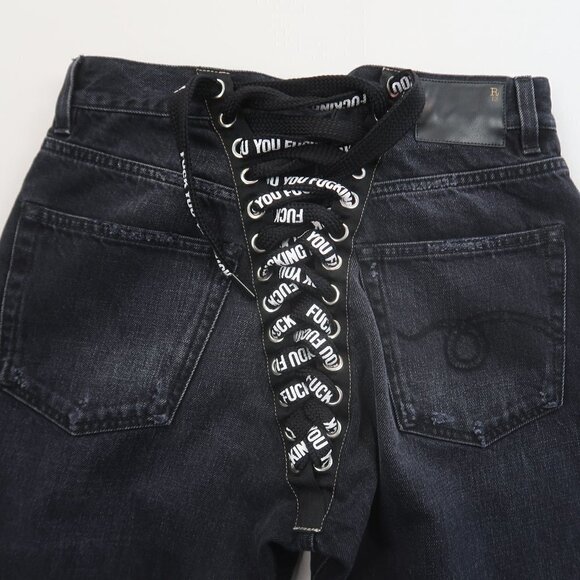 R13 Back Lace Up Jeans in Jake Black Size 27 - Picture 8 of 14